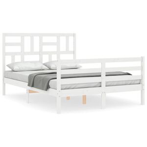 vidaXL Estructura de cama con cabecero madera maciza blanco 140x200 cm