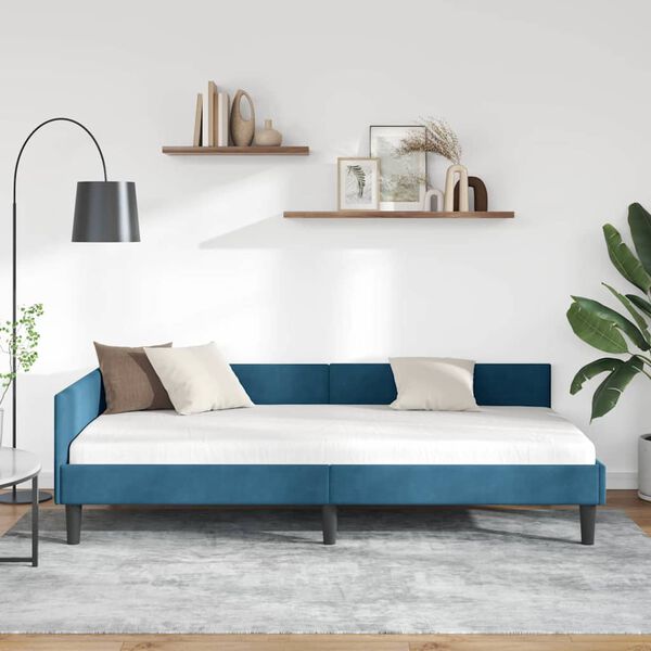 vidaXL Estructura de cama en esquina Azul 90 cm x 190 cm Terciopelo