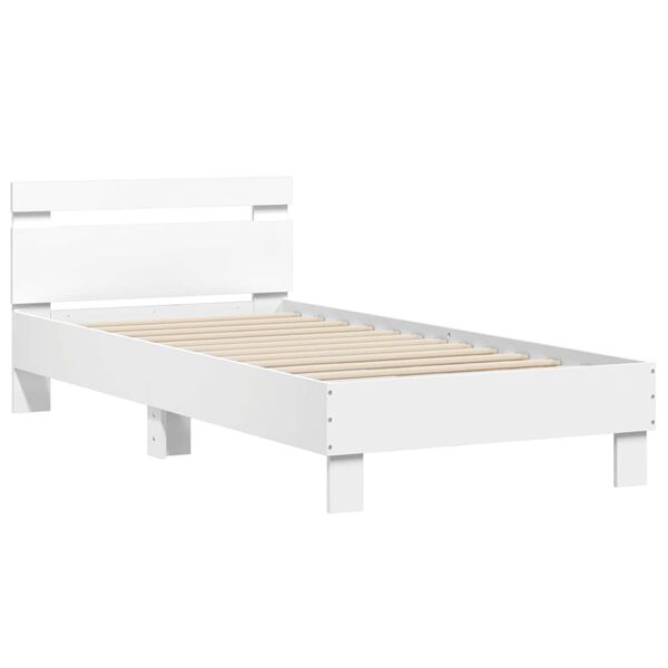 vidaXL Estructura de cama con cabecero y luces LED blanco 75x190 cm