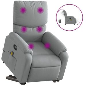 vidaXL Sill&oacute;n de masaje el&eacute;ctrico reclinable elevable tela gris claro