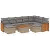 vidaXL Juego de sof&aacute;s jard&iacute;n con cojines beige 10 pzas rat&aacute;n sint&eacute;tico