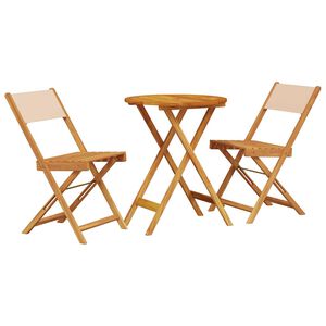 vidaXL Juego de bistro de 3 piezas tela y madera maciza bej