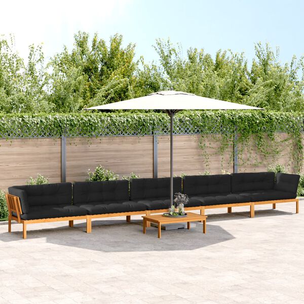 vidaXL Set de sof&aacute;s de palets de jard&iacute;n y cojines 6 pzas madera acacia