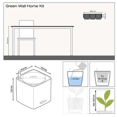 LECHUZA Jardineras 3 unidades Green Wall Home Kit blanco