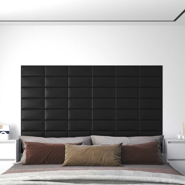 vidaXL Cabecero de Pared 12 pcs Negro 30 x 15 cm tela