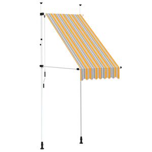 vidaXL Toldo manual retr&aacute;ctil amarillo y azul a rayas 100 cm