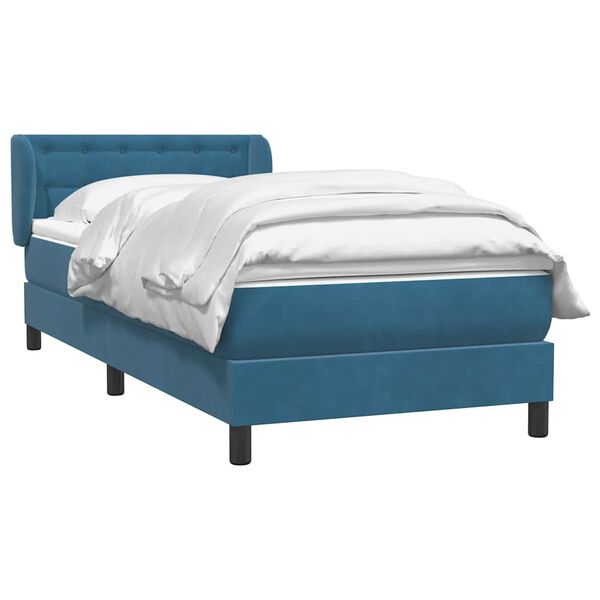 vidaXL Cama box spring con colch&oacute;n terciopelo azul oscuro 100x220 cm