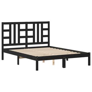 vidaXL Estructura de cama de madera maciza negra 140x190 cm