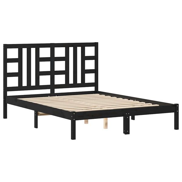 vidaXL Estructura de cama de madera maciza negra 140x190 cm