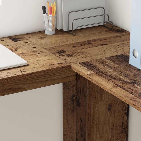 vidaXL Escritorio de Esquina Madera envejecida 140 x 113,5 x 75 cm