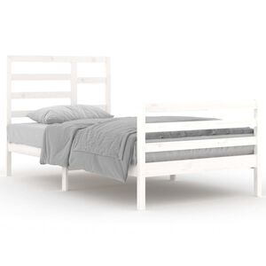 vidaXL Estructura de cama sin colch&oacute;n madera maciza blanco 100x200 cm