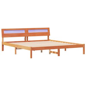 vidaXL Estructura de cama con cabecera Marr&oacute;n cera 180 x 200 cm