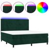 vidaXL Cama box spring colch&oacute;n y LED terciopelo verde oscuro 160x200cm