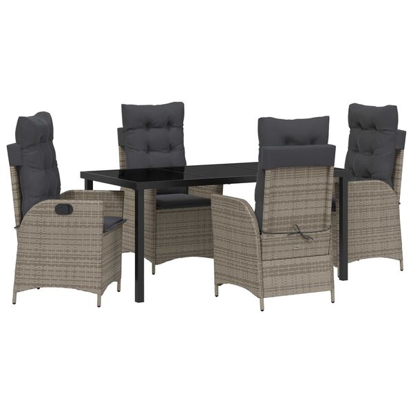 vidaXL Conjunto de Comedor de Jard&iacute;n 5 pcs Gris rat&aacute;n sint&eacute;tico