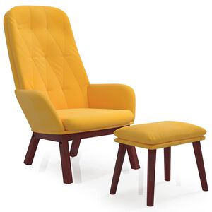 vidaXL Sill&oacute;n de relax con taburete terciopelo amarillo mostaza