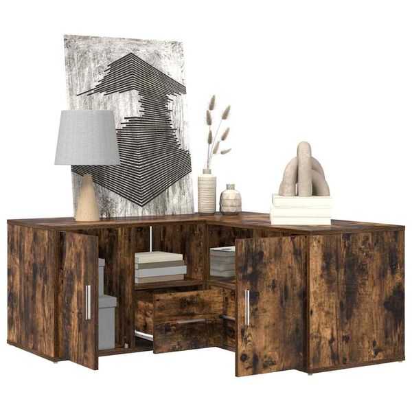 vidaXL Mueble de esquina madera ingenier&iacute;a roble ahumado 160x40x45 cm