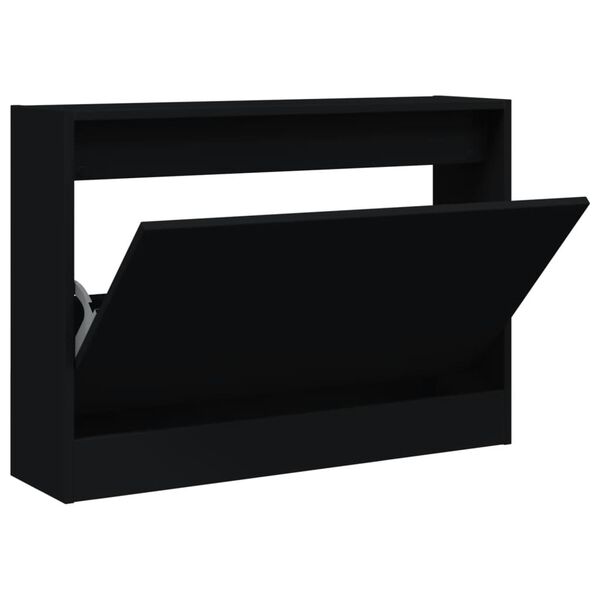 vidaXL Zapatero de madera de ingenier&iacute;a negro 80x21x57 cm