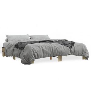 vidaXL Estructura cama madera ingenier&iacute;a metal roble Sonoma 200x200 cm