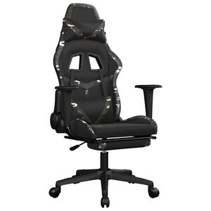 vidaXL Silla gaming masaje reposapiés cuero sintético negro camuflaje