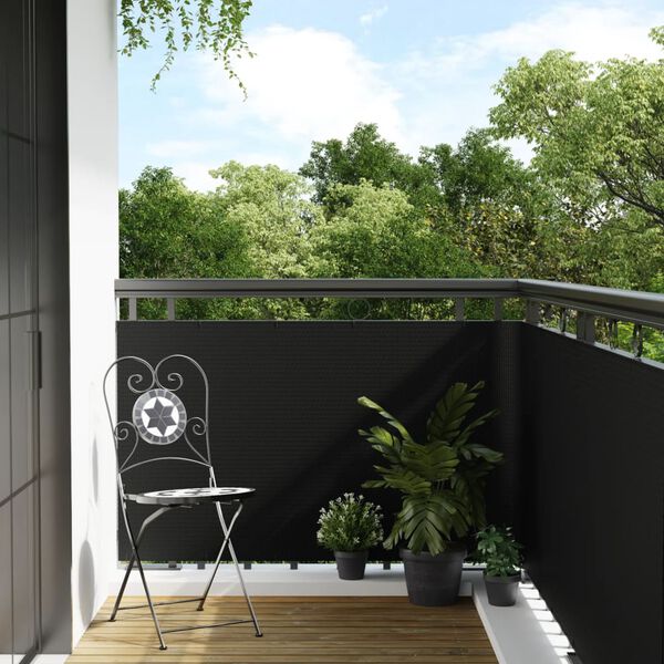 vidaXL Toldo para balc&oacute;n rat&aacute;n sint&eacute;tico negro 400x90 cm
