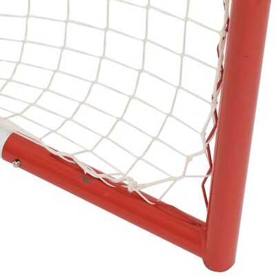 vidaXL Portería hockey y red acero poliéster rojo blanco 153x60x118cm