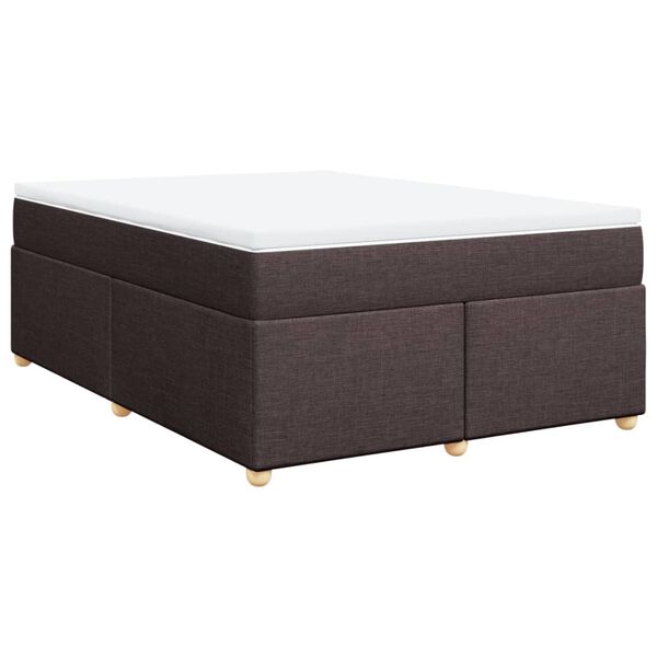 vidaXL Cama box spring con colch&oacute;n tela marr&oacute;n oscuro 140x200 cm