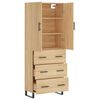 vidaXL Aparador alto madera contrachapada color roble 69,5x34x180 cm