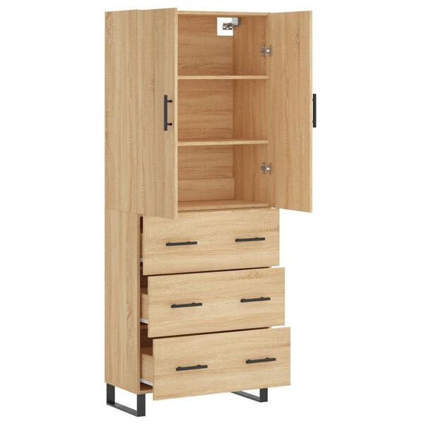 vidaXL Aparador alto madera contrachapada color roble 69,5x34x180 cm