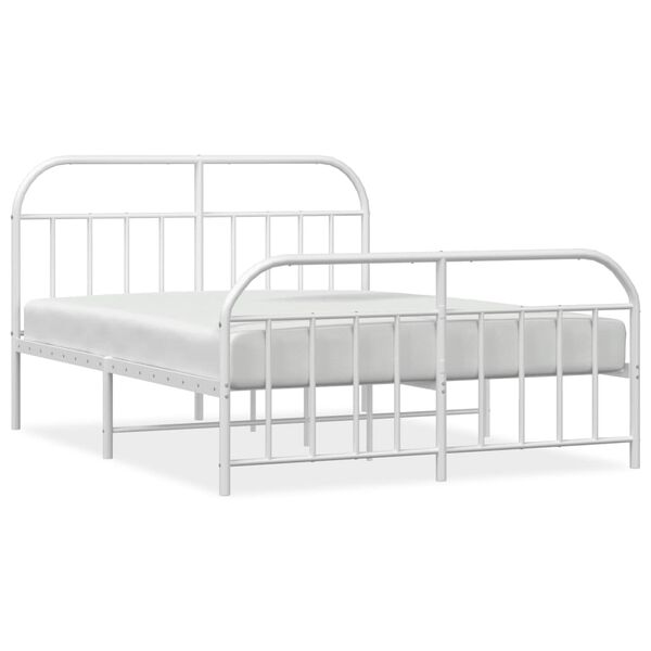 vidaXL Estructura cama sin colch&oacute;n con estribo metal blanco 140x190 cm