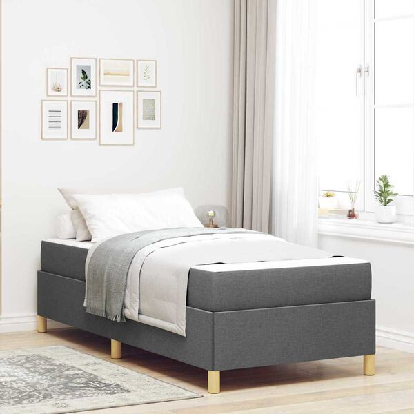 vidaXL Estructura de cama con colch&oacute;n Gris oscuro 80 x 200 cm tela