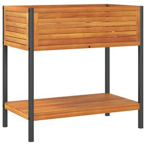 vidaXL Jardinera con estante madera maciza acacia y acero 80x45x80 cm