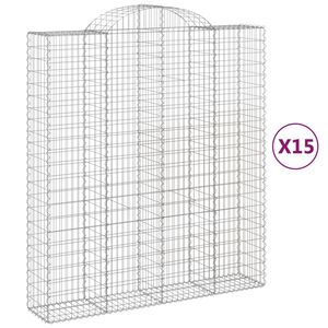 vidaXL Cestas de gaviones 15 uds forma de arco hierro 200x50x220/240cm
