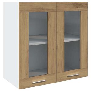 vidaXL Armario de cocina de pared "Lyon" con puerta de cristal, roble artesanal, 60x31x60 cm,
