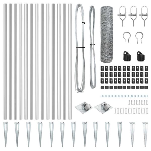 vidaXL Poste de Valla Plateado 25 x 1 m (malla de 36 mm) Acero