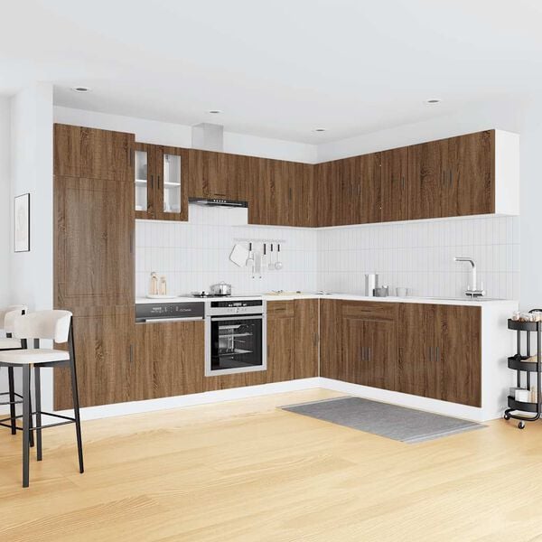 vidaXL Mueble cocina Porto roble marr&oacute;n 14 pzas madera contrachapada