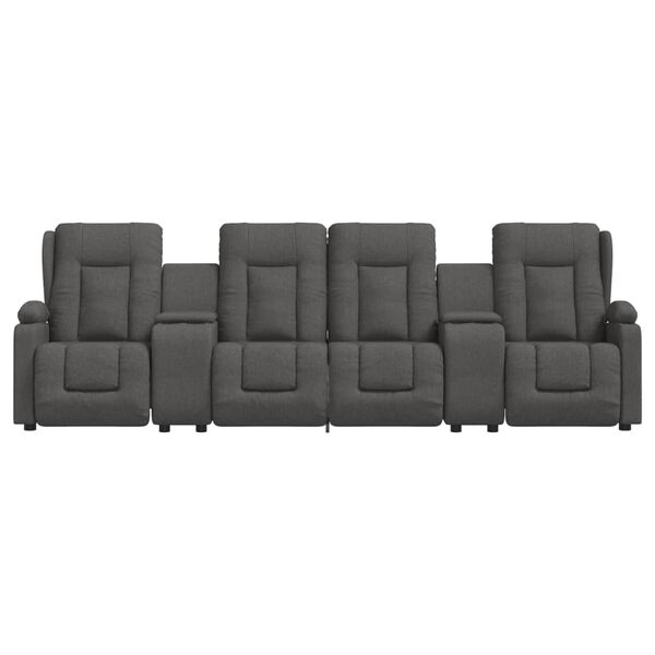 vidaXL Sillón de masaje reclinable 4 plazas con portavasos gris oscuro