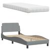 vidaXL Cama con colch&oacute;n Hanko tela gris claro 90x190 cm