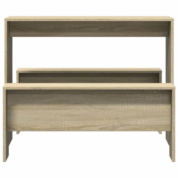 vidaXL Mesa y bancos de comedor 3 pzas madera ingenier&iacute;a roble Sonoma