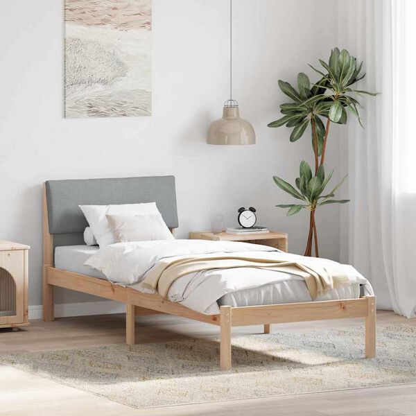 vidaXL Estructura de cama con cabecera Marrón y gris claro 75 x 190 cm