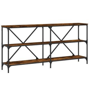 vidaXL Mesa consola hierro madera ingenier&iacute;a roble ahumado 160x30x75cm