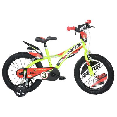 Dino Bikes Bicicleta de niños Raptor amarillo fluorescente 14"