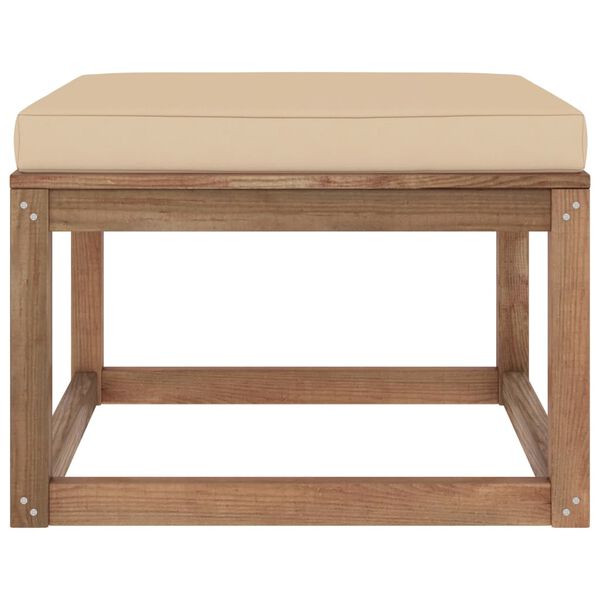 vidaXL Reposapi&eacute;s de jard&iacute;n con coj&iacute;n beige