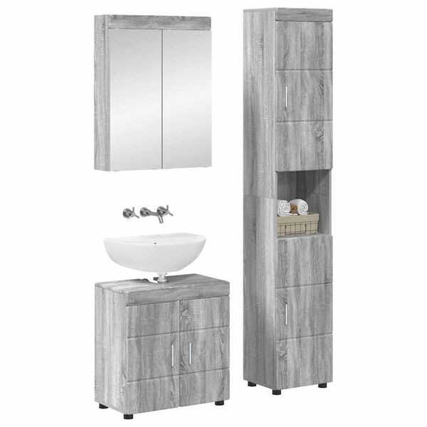 vidaXL Juego de muebles de ba&ntilde;o TULUM Gris Sonoma Madera de ingenier&iacute;a