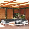 vidaXL Muebles de jardín 13 pzas con cojines blanco madera de pino