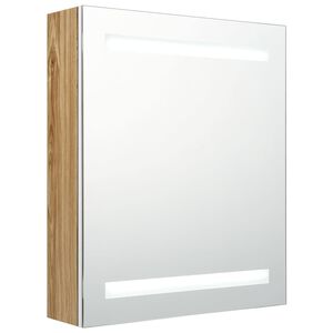 vidaXL Armario de ba&ntilde;o con espejo LED blanco y roble 50x14x60 cm