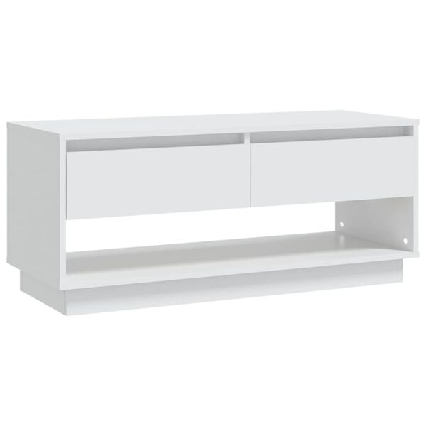 vidaXL Mueble para TV madera contrachapada blanco 102x41x44 cm