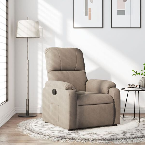 vidaXL Sillón reclinable tela de microfibra gris taupe