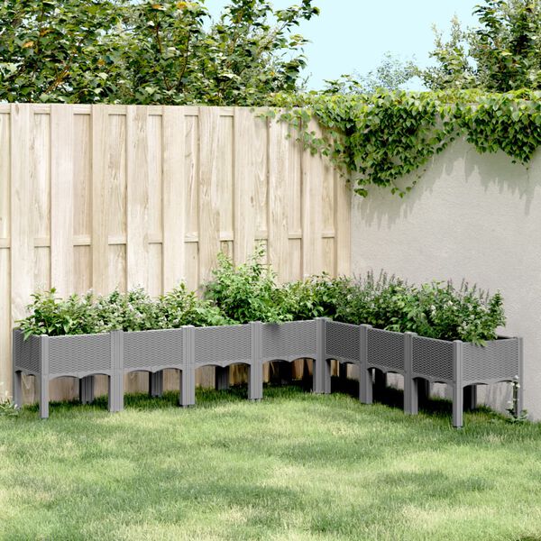 vidaXL Jardinera con patas PP gris claro 200x160x42 cm