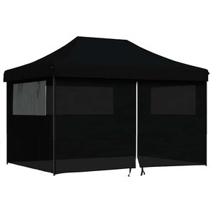 vidaXL Tienda de fiesta plegable Pop-Up con 4 paredes laterales negra