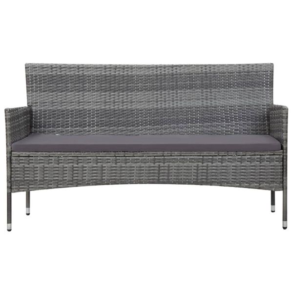 vidaXL Set de muebles de jardín 4 pzas y cojines ratán sintético gris